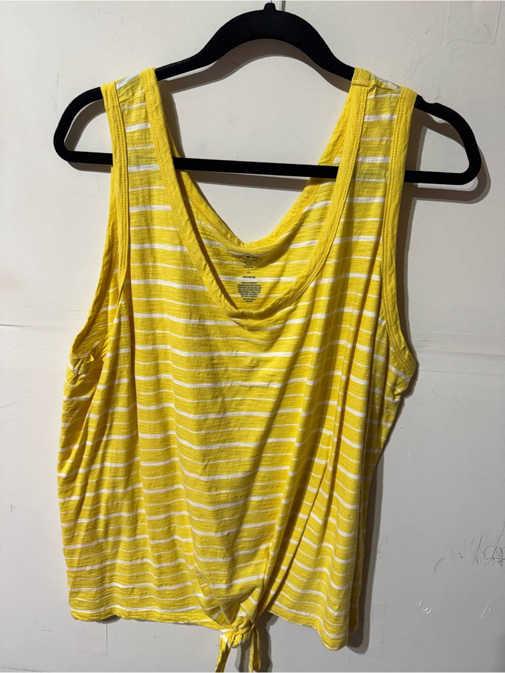 St. John's Bay Yellow and White Striped Tie-Front Tank Top